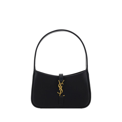 Black calf leather bos taurus shoulder bag, Black, medium