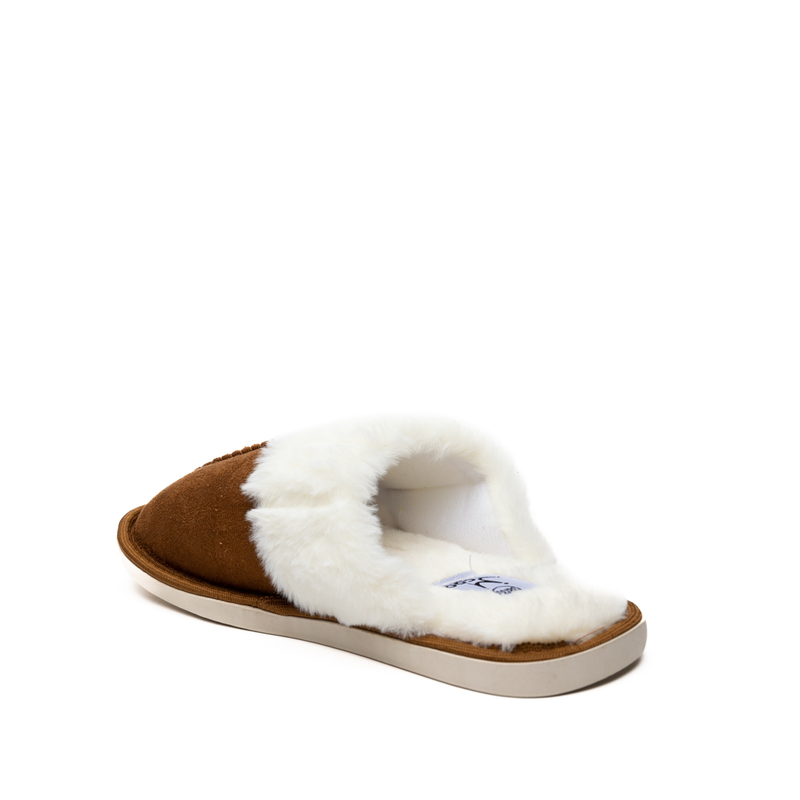 Coo suedette cuff slippers in camel-null