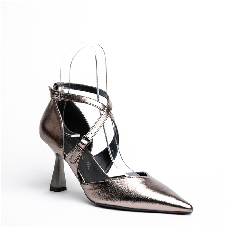 Miss belgini high heeled pumps with cross-cross buckle straps image number null