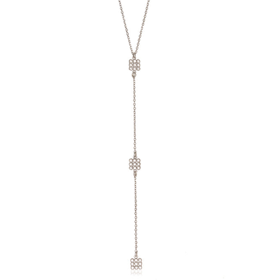 Selene tie necklace, White Zircon, medium