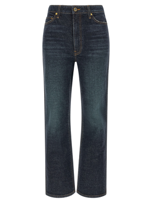 Blue cotton flared jeans, Blue, medium