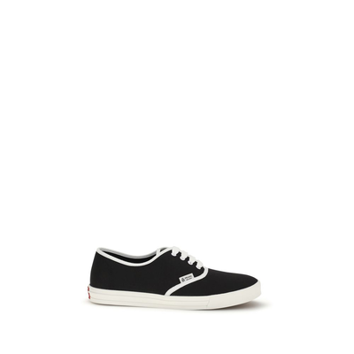 Black cotton athletic sneakers, Black, medium