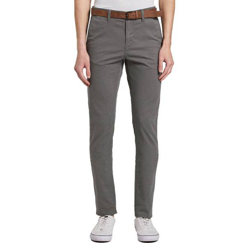 Slim chino with belt παντελονι ανδρικο castlerock grey image number null