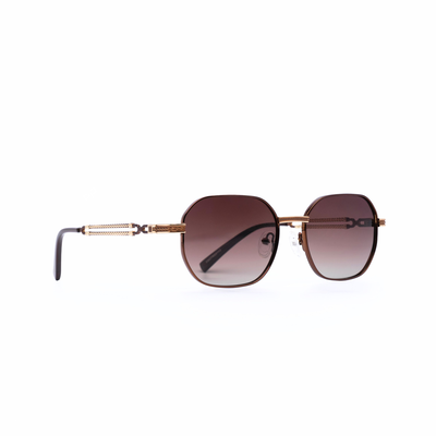 OJO sunglasses square brown frame and brown gold temples with brown polarised lenses rx, , medium