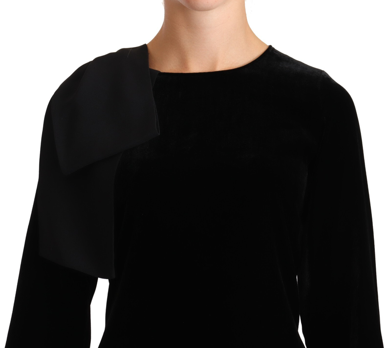 Sheath a-line black viscose long sleeves round neck mini dress-null