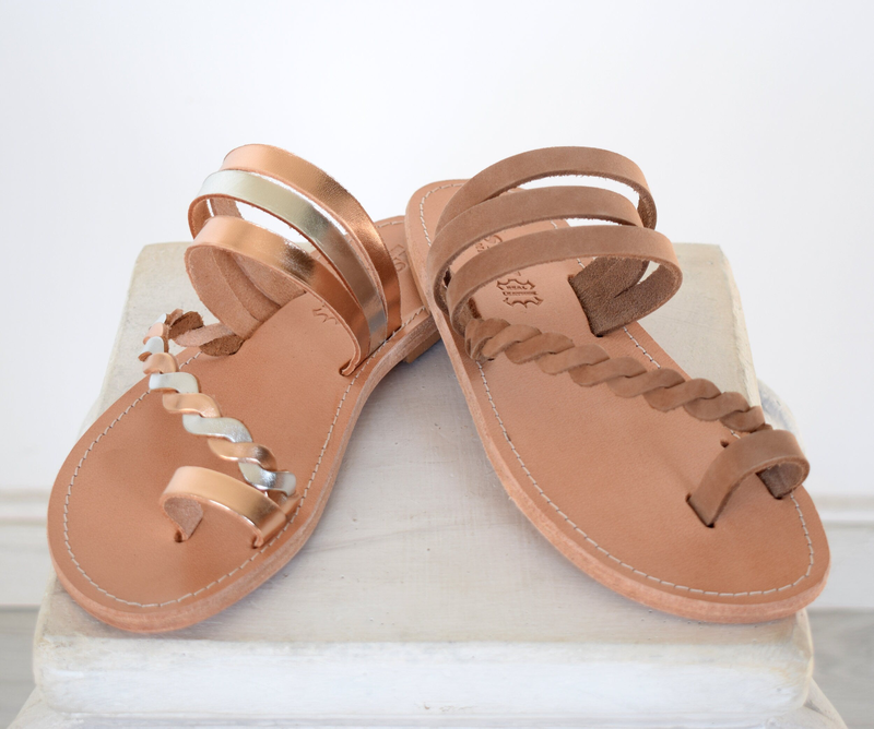 Product image: Ancient greek leather sandals/ gladiator thong sandals/ handmade leather shoes-null