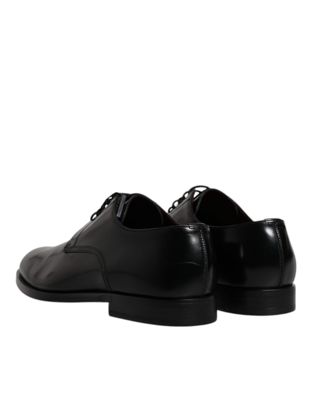 Black calfskin leather derby lace up formal dress shoes-null