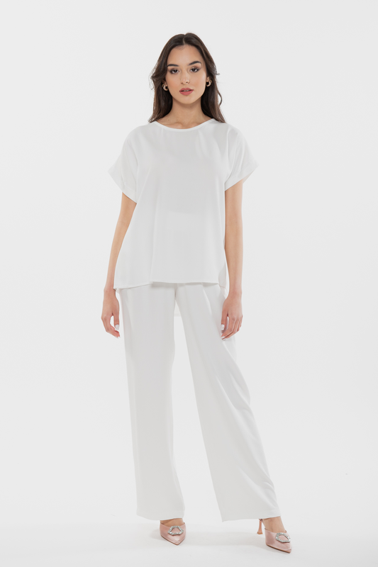 Casual set - blouse & trouser - white , m/l-null