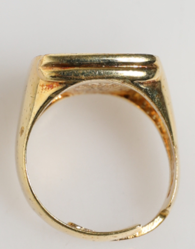 Gold-tone real brass black enamel "j" adjustable rings-null