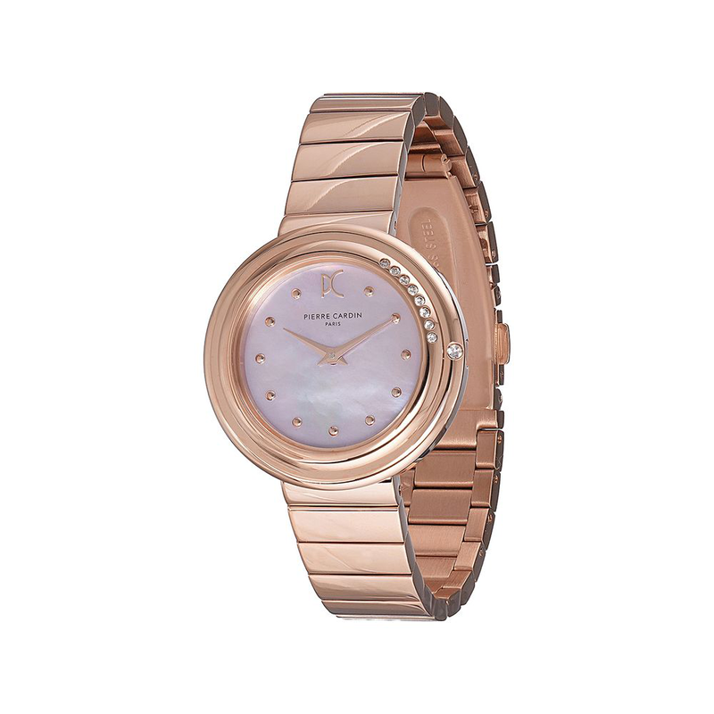 Gold stainless steel dress watch-null