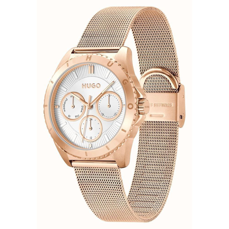 Gold stainless steel dress watch-null