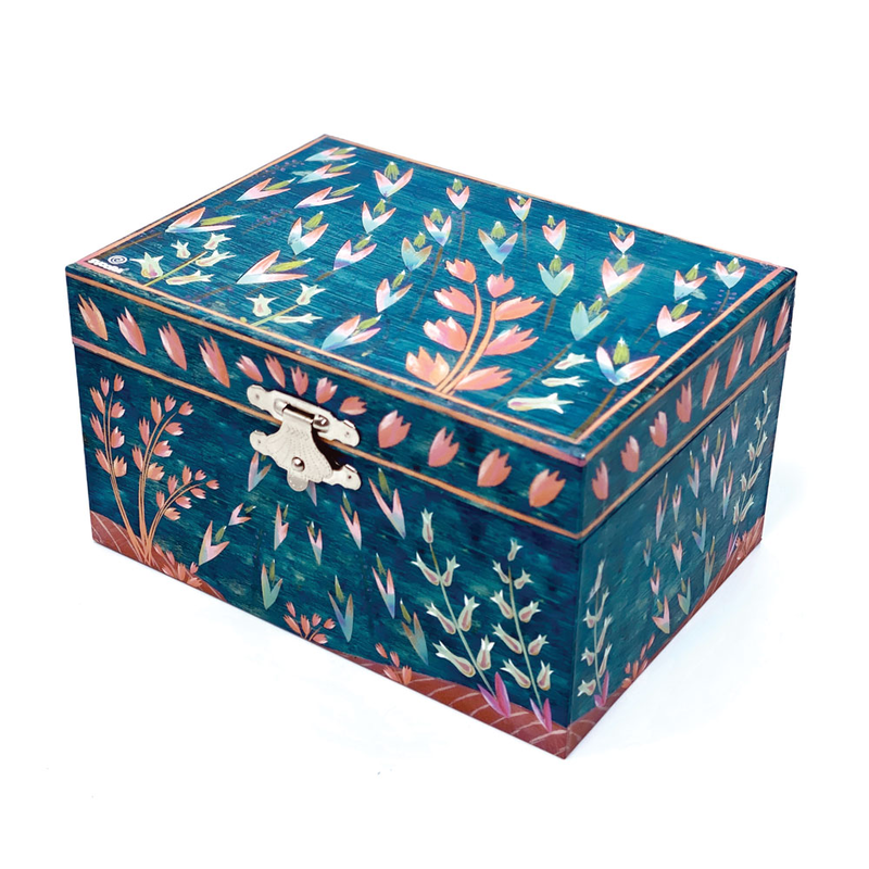 Svoora musical jewelry box ethereal with ring holder & wide mirror ocean floor-null