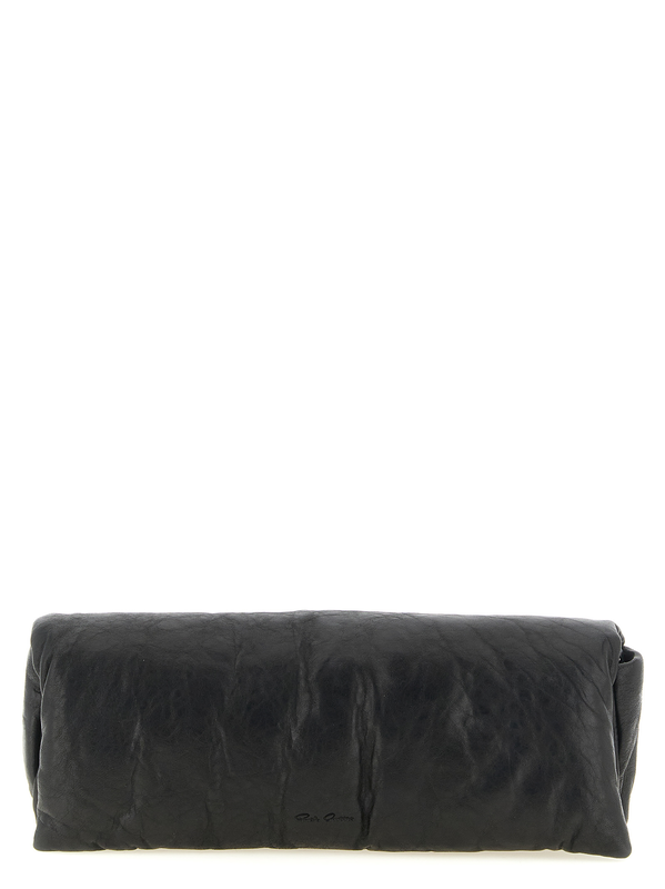 Black lamb leather clutch bag-null