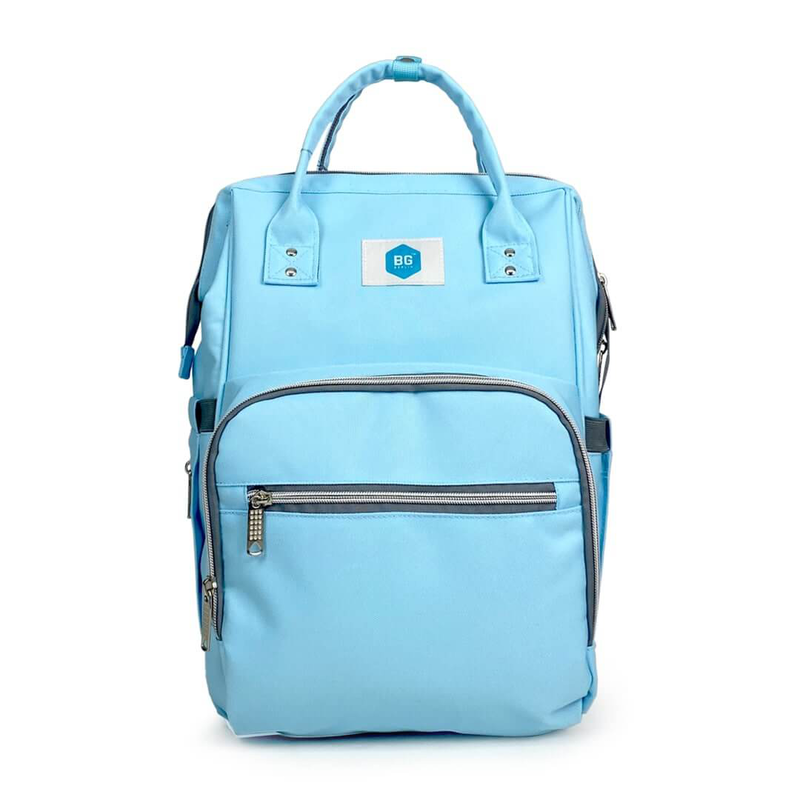 Bg berlin - mama bag & gift stainless steel bottle. Changing backpack, light blue diaper bag. image number null