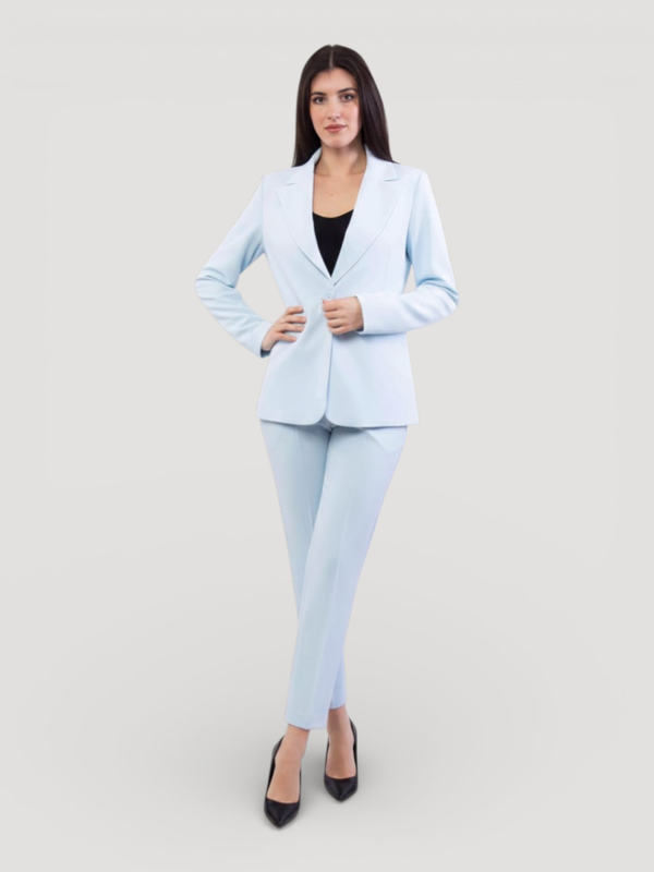Tailored slim-fit trousers - sky blue-null