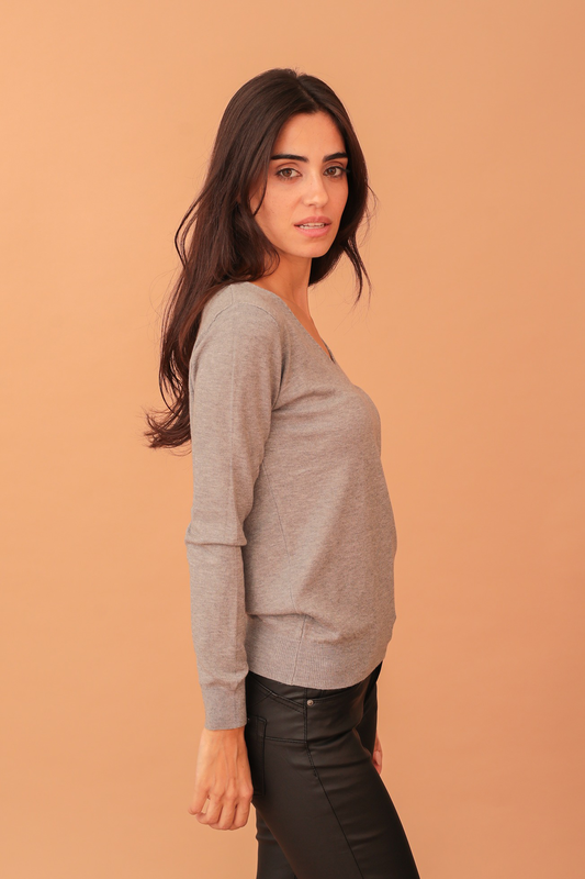 Lydia v-neck soft knit - grey-null
