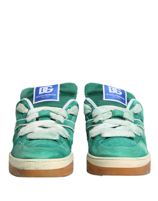 Green suede new roma low top sneakers shoes-null