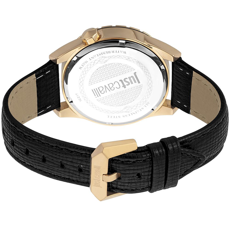Black leather dress watch-null