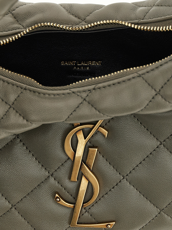 Gray lamb leather handbag-null