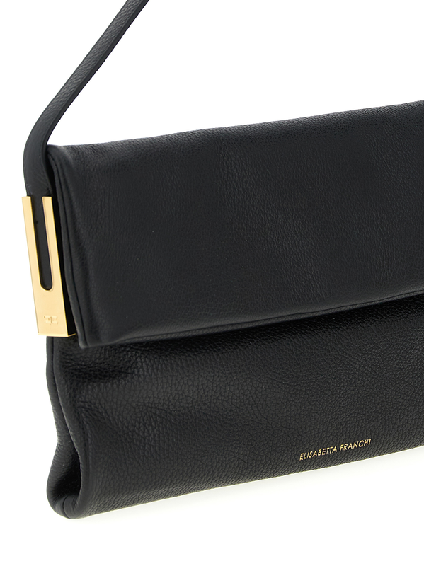 Black calfskin shoulder bag-null