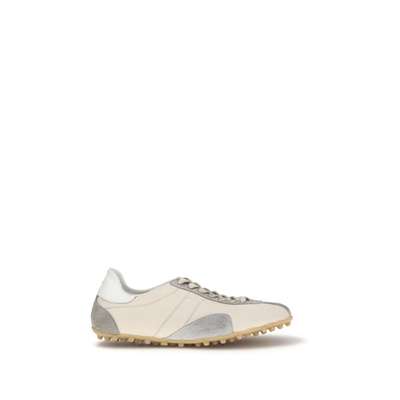 Beige calf leather bos taurus athletic sneakers, Beige, medium