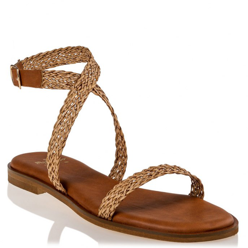 Theros flat sandals designed by mairibo - camel-null