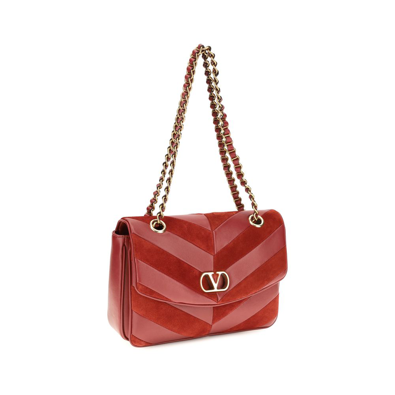 Multicolor suede leather shoulder bag-null