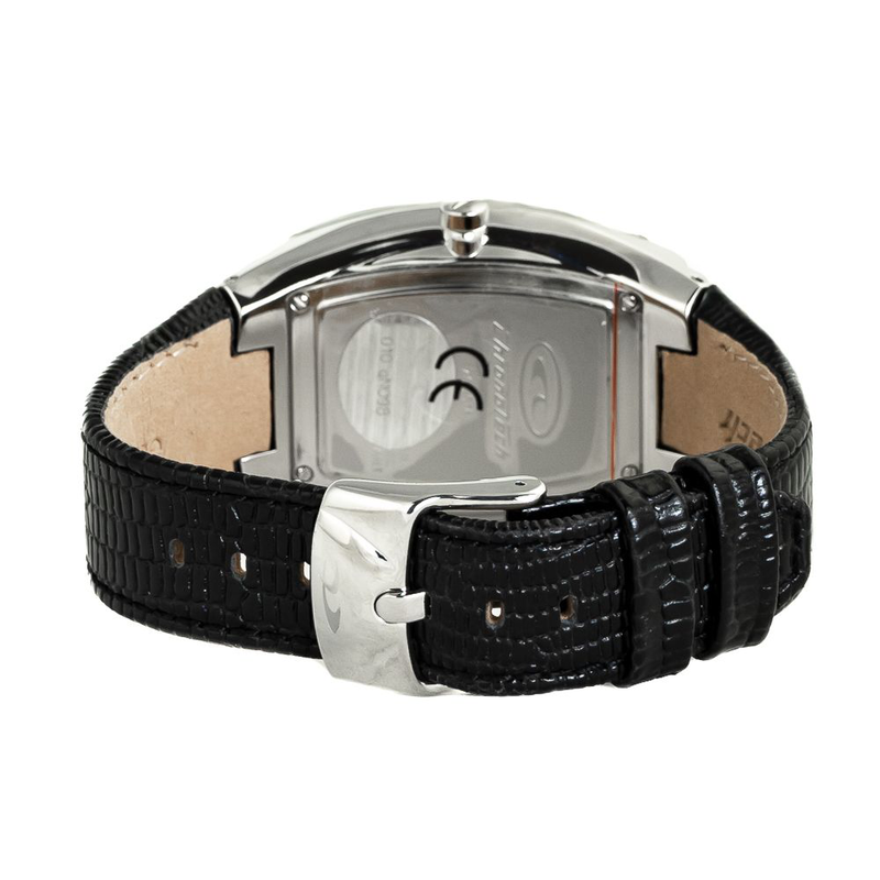 Black leather dress watch-null