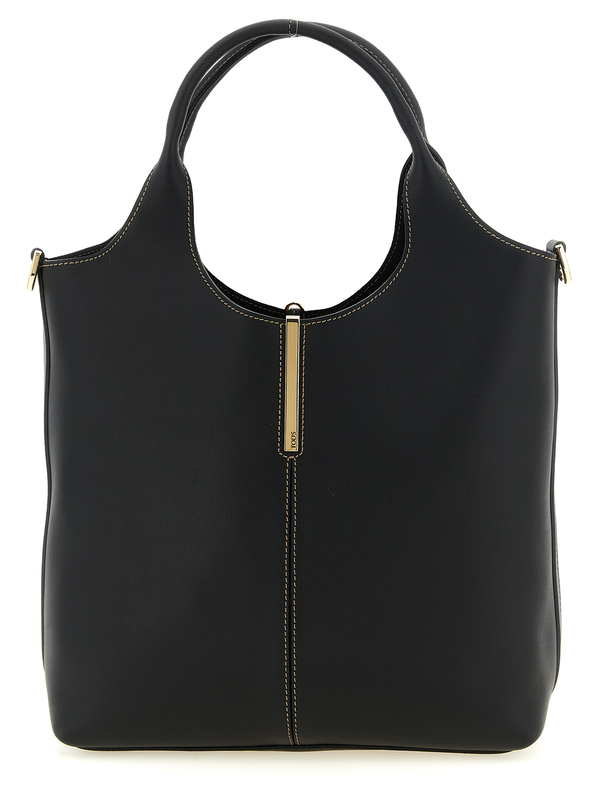 Black calfskin tote bag-null