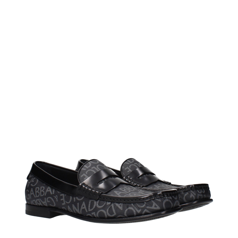 Black fabric slip-on loafers-null