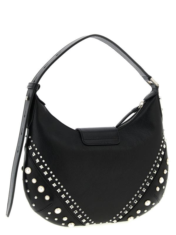 White lamb leather shoulder bag-null