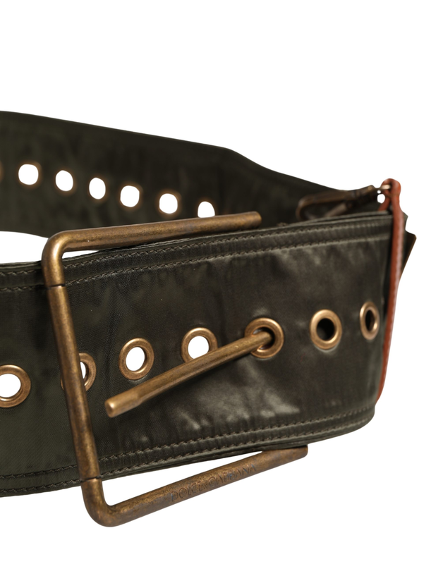 Men black wide leather dg metal buckle belt-null