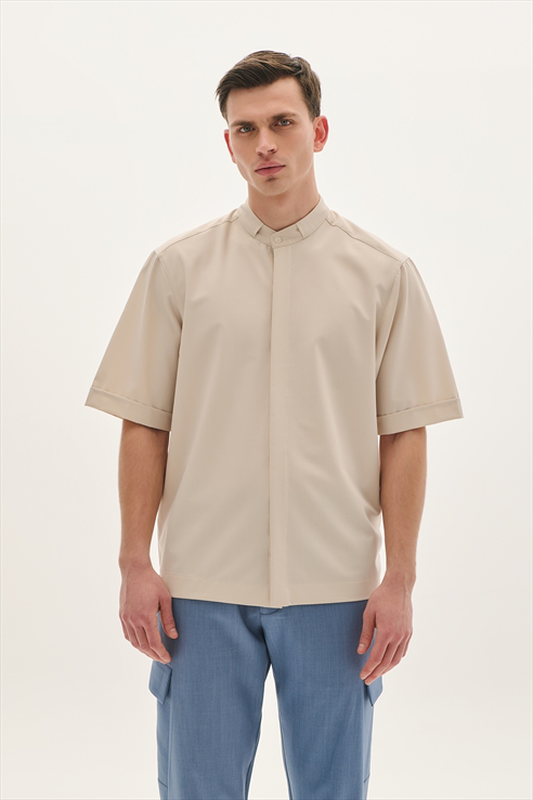 Pcoc s/s easywear stand up collar shirt-null