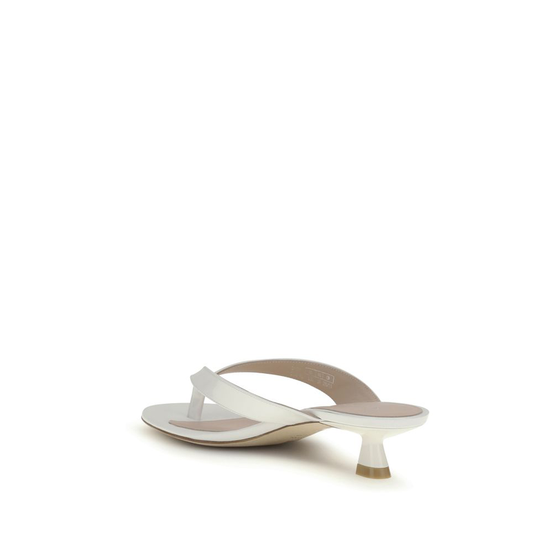 White calf leather bos taurus flat sandals-null