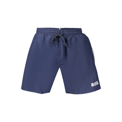 Blue polyester men's swimwear, Blue, medium