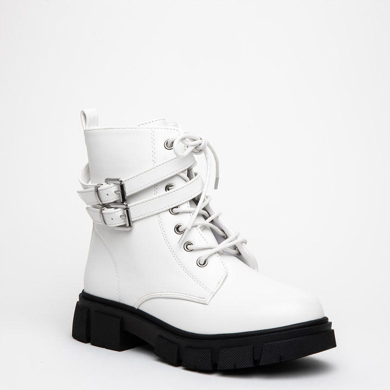 Miss belgini glam lace up chelsea boots with double buckle straps-null