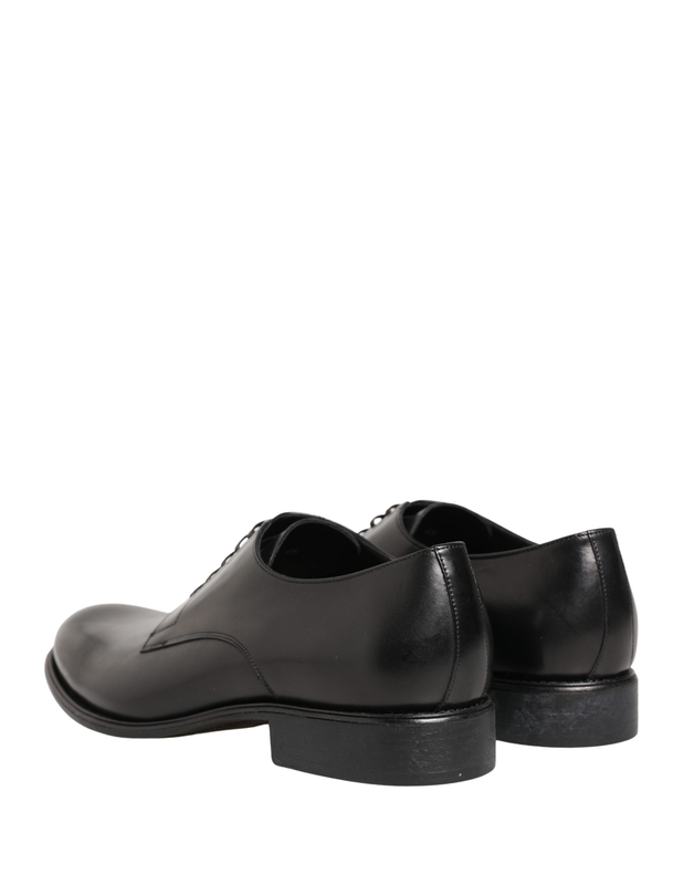 Black calfskin leather derby men dress shoes-null