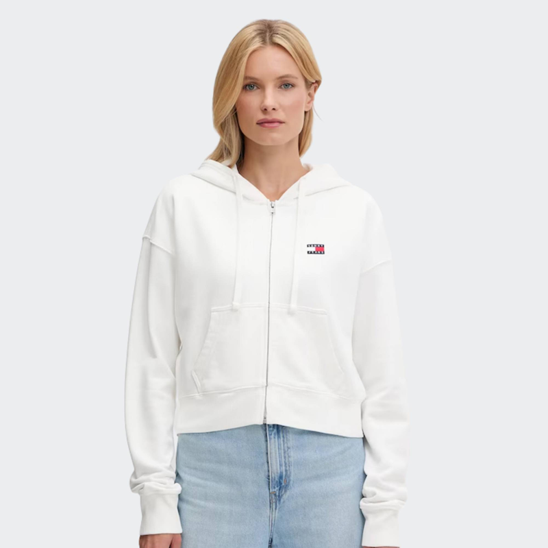 Womens boxy cropred zip thru hoodie-null