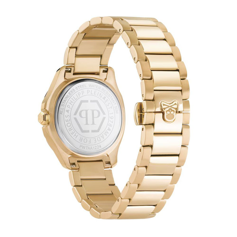 Gold stainless steel dress watch-null
