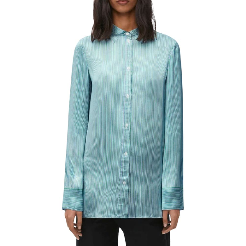 Blue silk pattern shirt-null