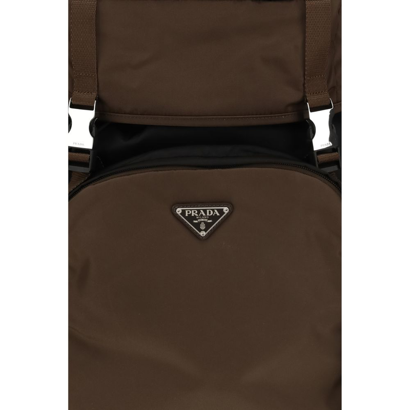 Brown recycled polyamide backpack-null