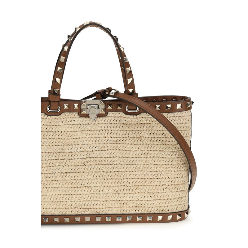 Beige raffia shoulder bag-null