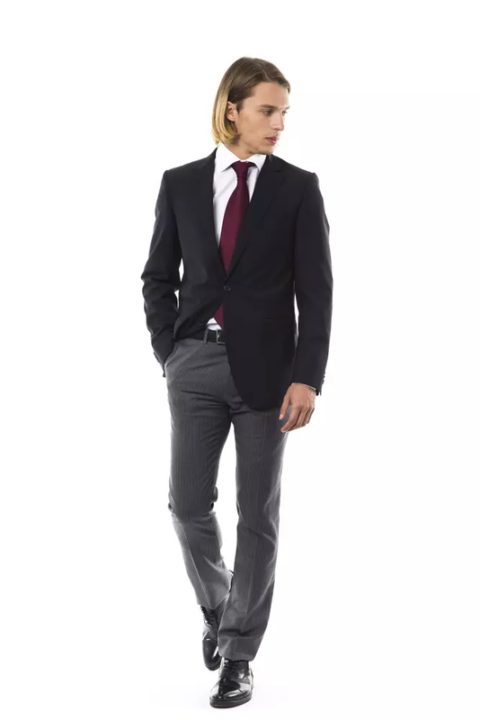 Black wool men's blazer-null