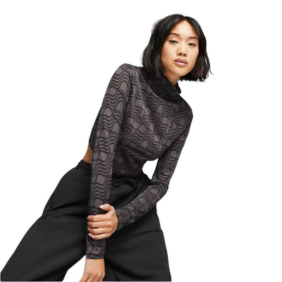 Puma winter rink see through longsleeve top, Black, medium