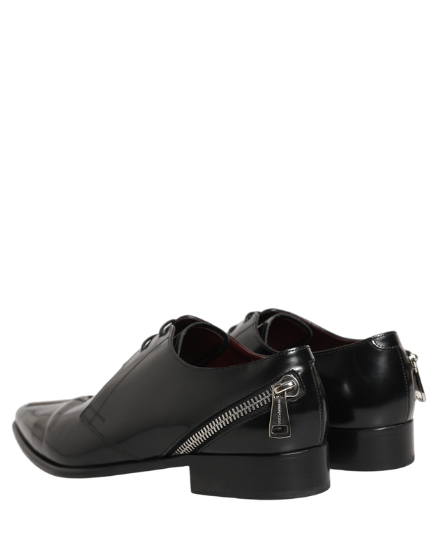 Black leather men derby dress formal shoes-null