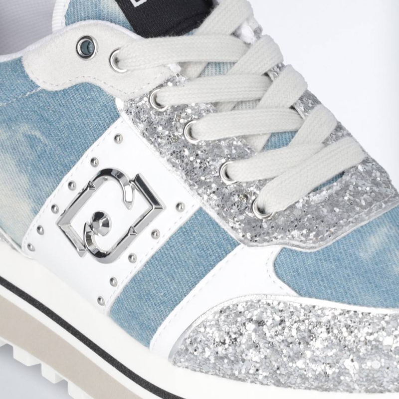 Maxi wonder 71 - platform denim and glitter sneaker-null