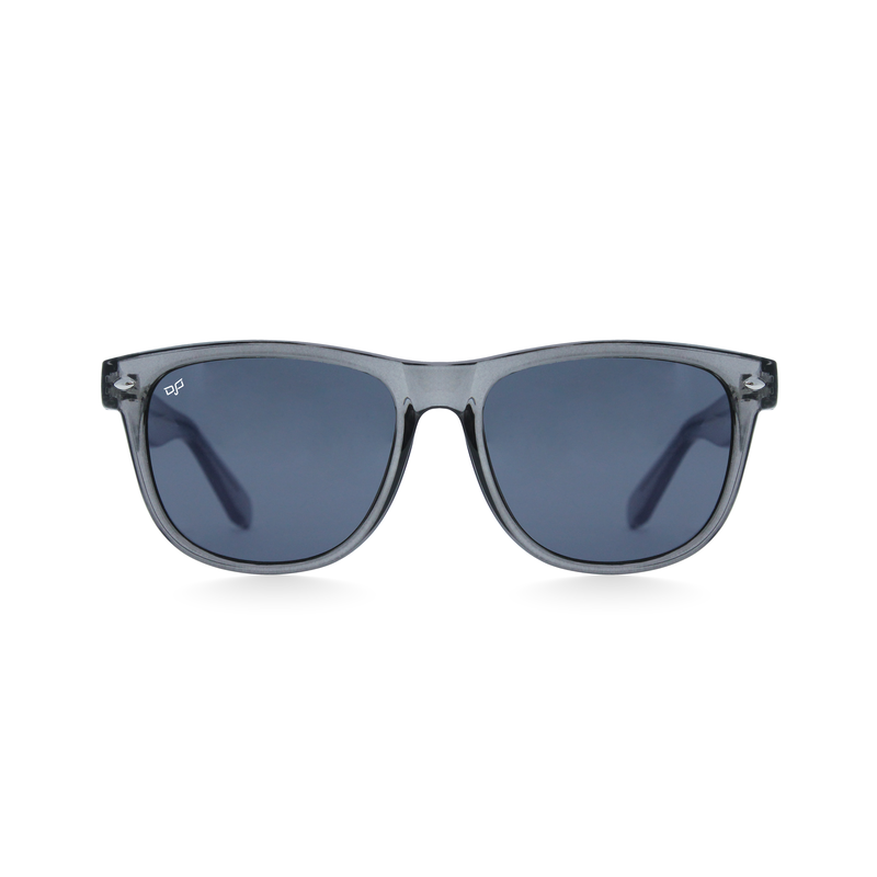Product image: OJO sunglasses everyday square clear grey frame and temples with blue lenses rx-null