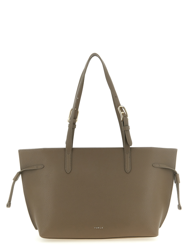 Gray calfskin tote bag-null