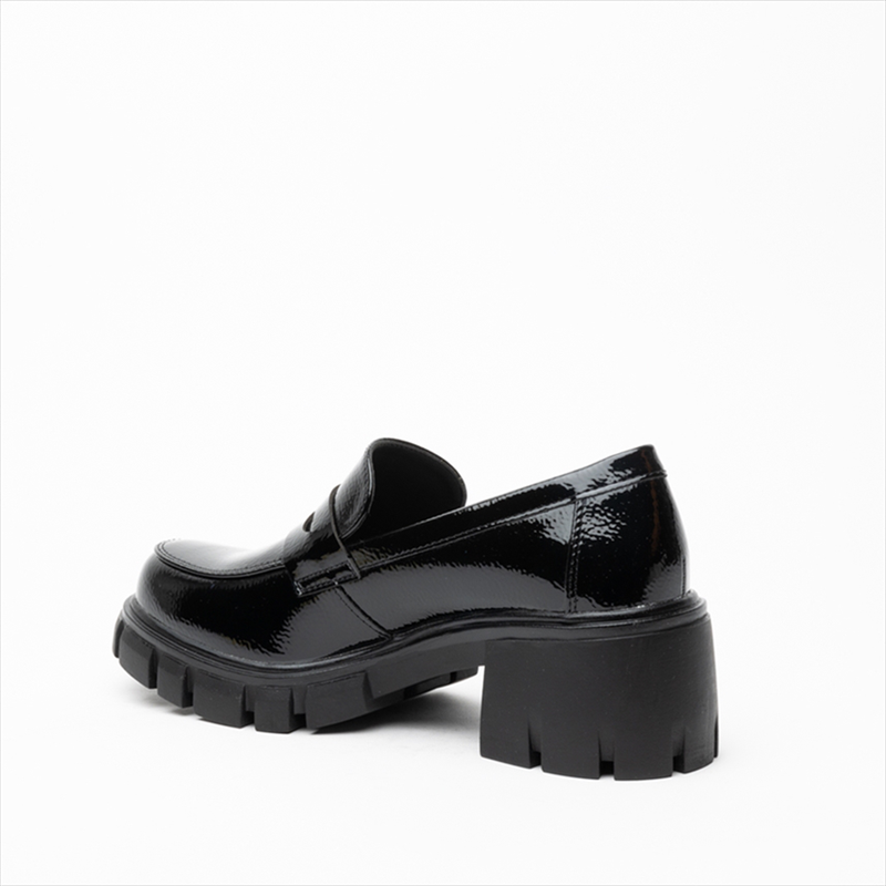 Miss belgini black vinyl loafers image number null
