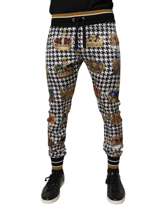 Multicolor houndstooth crown men sweatpants pants-null